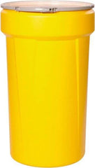 Eagle - 55 Gallon Yellow Tapered Cylinder Polyethylene Open Head Drum - 39-1/8" High x 23-3/4" Diam - USA Tool & Supply