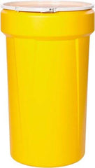 Eagle - 55 Gallon Yellow Tapered Cylinder Polyethylene Open Head Drum - 39-1/8" High x 23-3/4" Diam - USA Tool & Supply