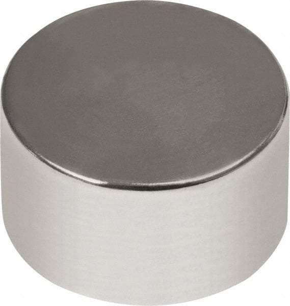 Mag-Mate - 3/4" Diam x 1/2" High Neodymium Rare Earth Magnet - 22 Lb Max Capacity, 180°F Max, Nickel Plated - USA Tool & Supply