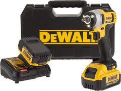 DeWALT - 3/8" Drive 20 Volt Mid-Handle Cordless Impact Wrench & Ratchet - 2,300 RPM, 0 to 2,700 BPM, 130 Ft/Lb Torque, 2 Lithium-Ion Batteries Included - USA Tool & Supply