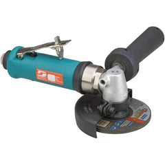 Dynabrade - 4" Wheel Diam, 13,500 RPM, Pneumatic Angle & Disc Grinder - 3/8-24 Spindle, 40 CFM, Rear Exhaust - USA Tool & Supply