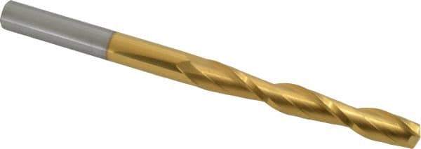 Atrax - 7/16", 3" LOC, 7/16" Shank Diam, 6" OAL, 2 Flute, Solid Carbide Square End Mill - Single End, TiN Finish, Spiral Flute, 30° Helix, Centercutting, Right Hand Cut - USA Tool & Supply