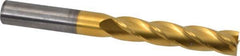 Atrax - 5/8", 3" LOC, 5/8" Shank Diam, 6" OAL, 4 Flute, Solid Carbide Square End Mill - Single End, TiN Finish, Spiral Flute, 30° Helix, Centercutting, Right Hand Cut, Right Hand Flute - USA Tool & Supply
