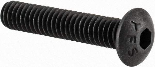 Value Collection - #8-32 UNC Hex Socket Drive, Button Screw - Alloy Steel, Black Oxide Finish, Fully Threaded, 7/8" Length Under Head - USA Tool & Supply