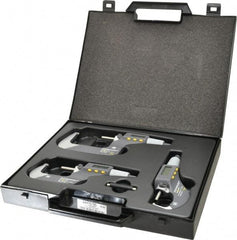 TESA Brown & Sharpe - 0 to 3" Range, 0.001mm Resolution, IP54, Electronic Outside Micrometer Sets - 0.001mm Accuracy, Friction Thimble, Carbide Tipped Measuring Face - USA Tool & Supply