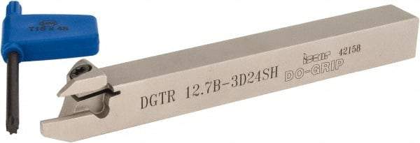 Iscar - External Thread, 0.118" Min Groove Width, 4.7" OAL, Right Hand Indexable Grooving Cutoff Toolholder - 0.094 Seat Size, 1/2" Shank Height x 1/2" Shank Width, DG.. Insert Style, DGT Toolholder Style, Series Do-Grip - USA Tool & Supply