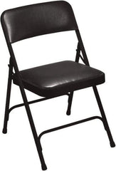 NPS - 18-3/4" Wide x 20-1/4" Deep x 29-1/2" High, Vinyl Folding Chair with Vinyl Padded Seat - Caviar Black - USA Tool & Supply