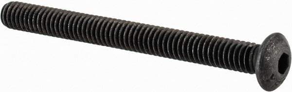 Value Collection - #8-32 UNC Hex Socket Drive, Button Screw - Alloy Steel, Black Oxide Finish, Fully Threaded, 1-3/4" Length Under Head - USA Tool & Supply