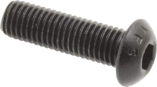 Value Collection - 1/4-28 UNF Hex Socket Drive, Button Screw - Alloy Steel, Black Oxide Finish, Fully Threaded, 7/8" Length Under Head - USA Tool & Supply