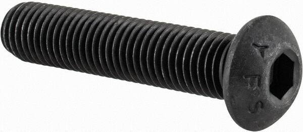 Value Collection - 5/16-24 UNF Hex Socket Drive, Button Screw - Alloy Steel, Black Oxide Finish, Fully Threaded, 1-1/2" Length Under Head - USA Tool & Supply