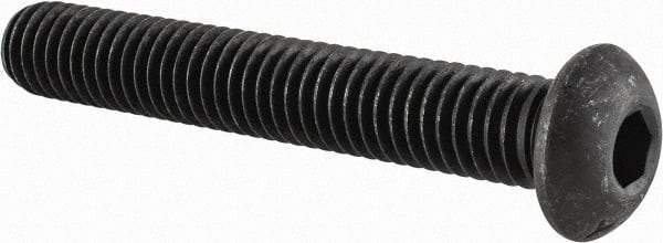 Value Collection - 3/8-16 UNC Hex Socket Drive, Button Screw - Alloy Steel, Black Oxide Finish, Fully Threaded, 2-1/2" Length Under Head - USA Tool & Supply