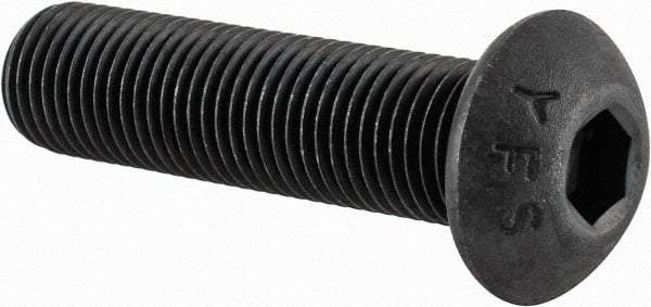 Value Collection - 3/8-24 UNF Hex Socket Drive, Button Screw - Alloy Steel, Black Oxide Finish, Fully Threaded, 1-1/2" Length Under Head - USA Tool & Supply