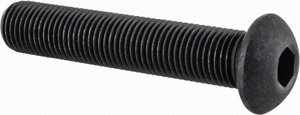 Value Collection - 3/8-24 UNF Hex Socket Drive, Button Screw - Alloy Steel, Black Oxide Finish, Fully Threaded, 2" Length Under Head - USA Tool & Supply