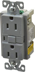Cooper Wiring Devices - 1 Phase, 5-15R NEMA, 125 VAC, 15 Amp, Self Grounding, GFCI Receptacle - 2 Pole, Back and Side Wiring, Tamper Resistant, Specification Grade - USA Tool & Supply