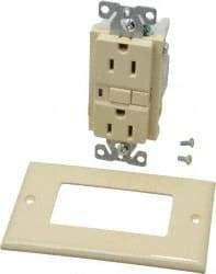 Cooper Wiring Devices - 1 Phase, 5-15R NEMA, 125 VAC, 15 Amp, Self Grounding, GFCI Receptacle - 2 Pole, Back and Side Wiring, Tamper Resistant, Specification Grade - USA Tool & Supply
