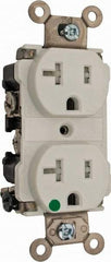Cooper Wiring Devices - 125 VAC, 20 Amp, 5-20R NEMA Configuration, White, Hospital Grade, Self Grounding Duplex Receptacle - 1 Phase, 2 Poles, 3 Wire, Flush Mount, Chemical, Impact and Tamper Resistant - USA Tool & Supply