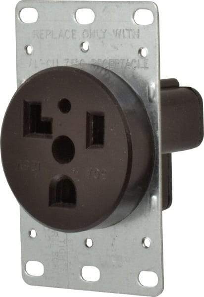 Cooper Wiring Devices - 125 VAC, 30 Amp, 5-30R NEMA Configuration, Black, Specification Grade, Self Grounding Single Receptacle - 1 Phase, 2 Poles, 3 Wire, Flush Mount, Corrosion Resistant - USA Tool & Supply