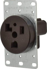 Cooper Wiring Devices - 125 VAC, 30 Amp, 5-30R NEMA Configuration, Black, Specification Grade, Self Grounding Single Receptacle - 1 Phase, 2 Poles, 3 Wire, Flush Mount, Corrosion Resistant - USA Tool & Supply