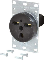 Cooper Wiring Devices - 250 VAC, 30 Amp, 6-30R NEMA Configuration, Black, Specification Grade, Self Grounding Single Receptacle - 1 Phase, 2 Poles, 3 Wire, Flush Mount, Corrosion Resistant - USA Tool & Supply