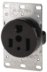 Cooper Wiring Devices - 125 VAC, 50 Amp, 5-50R NEMA Configuration, Black, Specification Grade, Self Grounding Single Receptacle - 1 Phase, 2 Poles, 3 Wire, Flush Mount, Corrosion Resistant - USA Tool & Supply