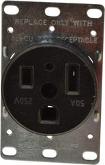 Cooper Wiring Devices - 250 VAC, 50 Amp, 6-50R NEMA Configuration, Black, Specification Grade, Self Grounding Single Receptacle - 1 Phase, 2 Poles, 3 Wire, Flush Mount, Corrosion Resistant - USA Tool & Supply