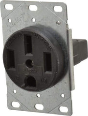 Cooper Wiring Devices - 125/250 VAC, 50 Amp, 14-50R NEMA Configuration, Black, Industrial Grade, Ungrounded Single Receptacle - 1 Phase, 3 Poles, 3 Wire, Flush Mount, Corrosion Resistant - USA Tool & Supply
