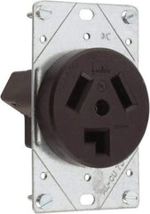 Cooper Wiring Devices - 125/250 VAC, 30 Amp, 10-30R NEMA Configuration, Brown, Specification Grade, Ungrounded Single Receptacle - 1 Phase, 3 Poles, 3 Wire, Flush Mount, Corrosion Resistant - USA Tool & Supply