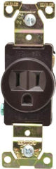 Cooper Wiring Devices - 125 VAC, 20 Amp, 5-20R NEMA Configuration, Brown, Industrial Grade, Self Grounding Single Receptacle - 1 Phase, 2 Poles, 3 Wire, Flush Mount, Chemical, Heat and Impact Resistant - USA Tool & Supply