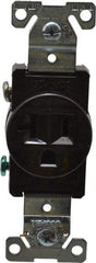 Cooper Wiring Devices - 125 VAC, 20 Amp, 5-20R NEMA Configuration, Brown, Industrial Grade, Self Grounding Single Receptacle - 1 Phase, 2 Poles, 3 Wire, Flush Mount, Chemical, Heat and Impact Resistant - USA Tool & Supply