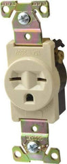 Cooper Wiring Devices - 250 VAC, 15 Amp, 6-15R NEMA Configuration, Ivory, Industrial Grade, Self Grounding Single Receptacle - 1 Phase, 2 Poles, 3 Wire, Flush Mount, Chemical, Heat and Impact Resistant - USA Tool & Supply