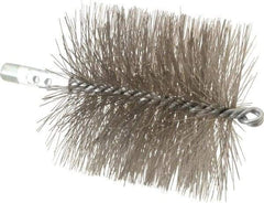 Schaefer Brush - 4-1/2" Brush Length, 4-1/2" Diam, Double Stem, Double Spiral Tube Brush - 7-1/4" Long, Stainless Steel, 1/4" NPSM Male Connection - USA Tool & Supply