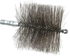 Schaefer Brush - 4-1/2" Brush Length, 5" Diam, Double Stem, Double Spiral Tube Brush - 7-1/4" Long, Stainless Steel, 1/4" NPSM Male Connection - USA Tool & Supply