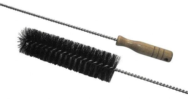 Schaefer Brush - 2-1/8" Diam, 7" Bristle Length, Boiler & Furnace Fiber Brush - Standard Wood Handle, 48" OAL - USA Tool & Supply