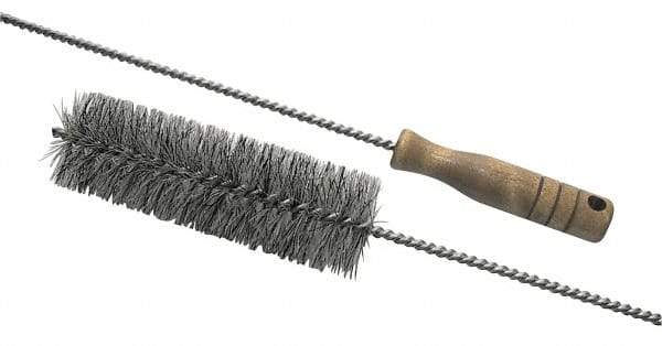 Schaefer Brush - 2" Diam, 6" Bristle Length, Boiler & Furnace Fiber Brush - Standard Wood Handle, 42" OAL - USA Tool & Supply