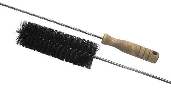 Schaefer Brush - 3" Diam, 6" Bristle Length, Boiler & Furnace Fiber & Hair Brush - Standard Wood Handle, 27" OAL - USA Tool & Supply