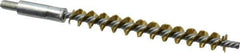 Schaefer Brush - 4" Brush Length, 7/16" Diam, Double Stem, Single Spiral Tube Brush - 6-1/4" Long, Brass, 1/4-28 Male Connection - USA Tool & Supply