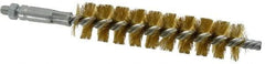 Schaefer Brush - 4" Brush Length, 7/8" Diam, Double Stem, Single Spiral Tube Brush - 6-1/4" Long, Brass, 1/4-28 Male Connection - USA Tool & Supply