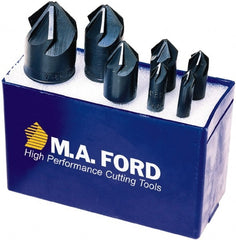 M.A. Ford - 7 Piece, 1/4 to 1" Head Diam, 100° Included Angle, Single End Countersink Set - USA Tool & Supply