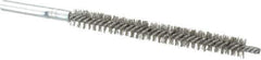 Schaefer Brush - 3" Brush Length, 5/16" Diam, Double Stem, Double Spiral Tube Brush - 4-3/4" Long, Stainless Steel, 8-32 Female Connection - USA Tool & Supply