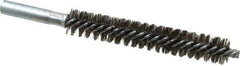 Schaefer Brush - 4" Brush Length, 11/16" Diam, Double Stem, Double Spiral Tube Brush - 6" Long, Stainless Steel, 12-24 Female Connection - USA Tool & Supply