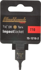 Blackhawk by Proto - 1/4" Drive, T10 Impact Torx Bit Socket - 1" OAL - USA Tool & Supply
