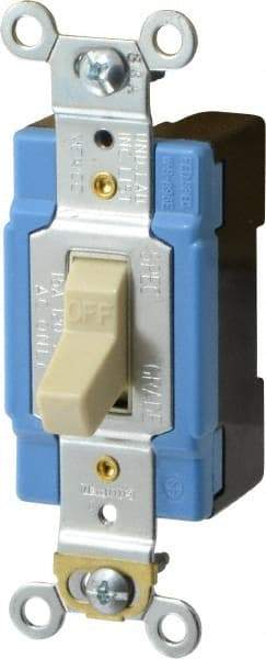 Cooper Wiring Devices - 1 Pole, 120 to 277 VAC, 15 Amp, Industrial Grade, Toggle, Wall and Dimmer Light Switch - 1.31 Inch Wide x 3.28 Inch High - USA Tool & Supply