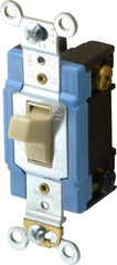 Cooper Wiring Devices - 2 Pole, 120 to 277 VAC, 15 Amp, Industrial Grade, Toggle, Wall and Dimmer Light Switch - 1.3 Inch Wide x 4.19 Inch High, Fluorescent - USA Tool & Supply