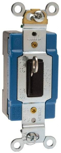 Cooper Wiring Devices - 1 Pole, 120 to 277 VAC, 15 Amp, Industrial Grade, Toggle, Wall and Dimmer Light Switch - 1.31 Inch Wide x 3.28 Inch High - USA Tool & Supply