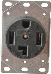 Cooper Wiring Devices - 125/250 VAC, 30 Amp, 14-30R NEMA Configuration, Black, Specification Grade, Ungrounded Single Receptacle - 1 Phase, 3 Poles, 3 Wire, Flush Mount, Corrosion Resistant - USA Tool & Supply