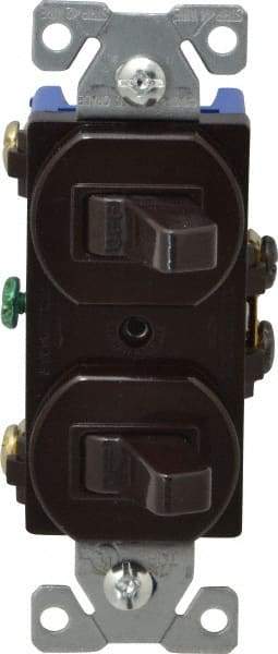 Cooper Wiring Devices - 1 Pole, 120/277 VAC, 15 Amp, Flush Mounted, Duplex Switch - NonNEMA Configuration, 2 Switch, Back Side Wiring, cULus Listed, NOM 426, RoHS Compliant Standard - USA Tool & Supply