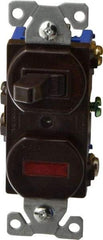 Cooper Wiring Devices - 1 Pole, 120 VAC, 15 Amp, Flush Mounted, Combination Switch with Pilot Light - NonNEMA Configuration, 1 Switch, Back Side Wiring, cULus Listed, RoHS Compliant Standard - USA Tool & Supply