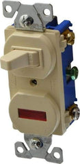Cooper Wiring Devices - 2 Pole, 120 VAC, 15 Amp, Flush Mounted, Combination Switch with Pilot Light - 7-50 Configuration, 1 Switch, Back Side Wiring, cULus Listed, RoHS Compliant Standard - USA Tool & Supply