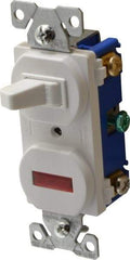 Cooper Wiring Devices - 1 Pole, 120 VAC, 15 Amp, Flush Mounted, Combination Switch with Pilot Light - NonNEMA Configuration, 1 Switch, Back Side Wiring, cULus Listed, RoHS Compliant Standard - USA Tool & Supply