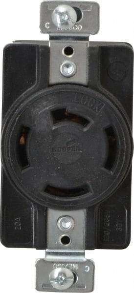 Cooper Wiring Devices - 120/208 VAC, 20 Amp, NonNEMA, Ungrounded Receptacle - 4 Poles, 4 Wire, Female End, Black - USA Tool & Supply